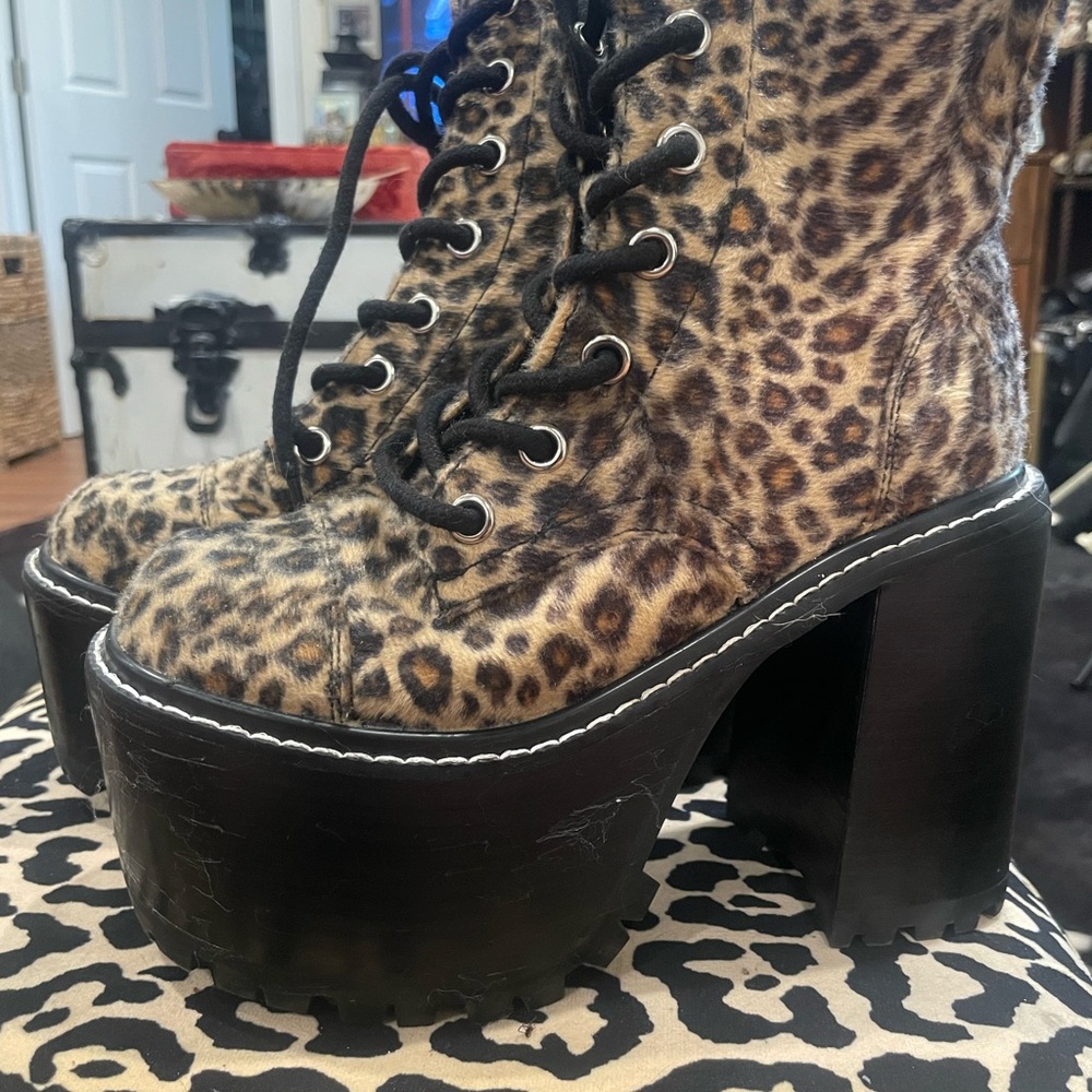 dELiA*s Leopard Lace Up Platform Boots